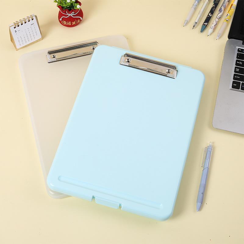 Multi-functional A4 Clipboard Folder Vertical Test Paper Storage with Pen Slot for Primary School Students File Organizer Stationery Box