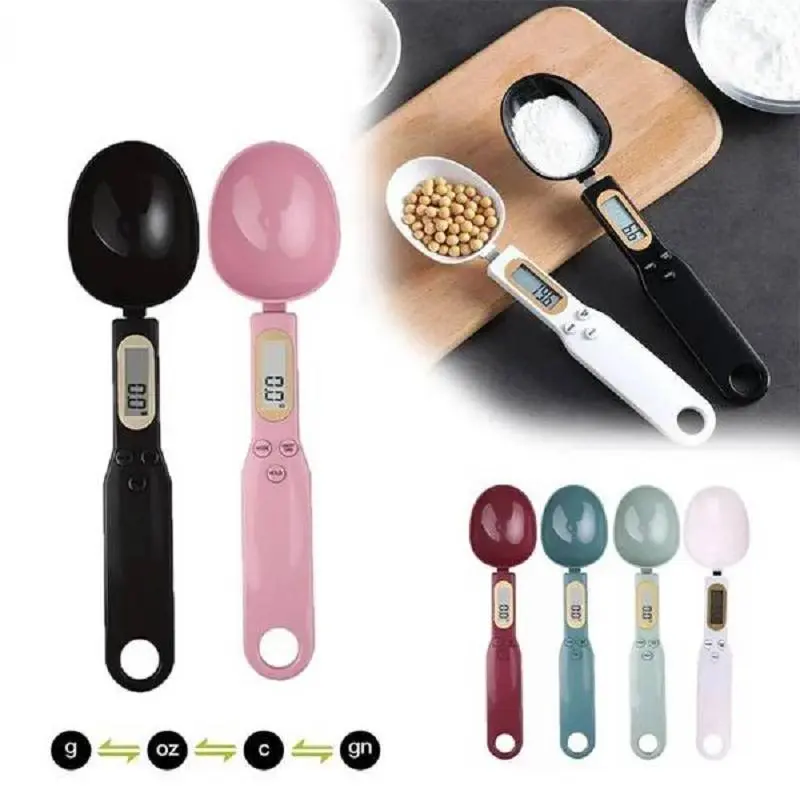 Mini Spoon Scale Digital Kitchen Scale Electronic LCD Food Scale 0.1-500g Cooking Flour Milk Coffee Powder Weight Measure Spoon Measuring Utensils Black