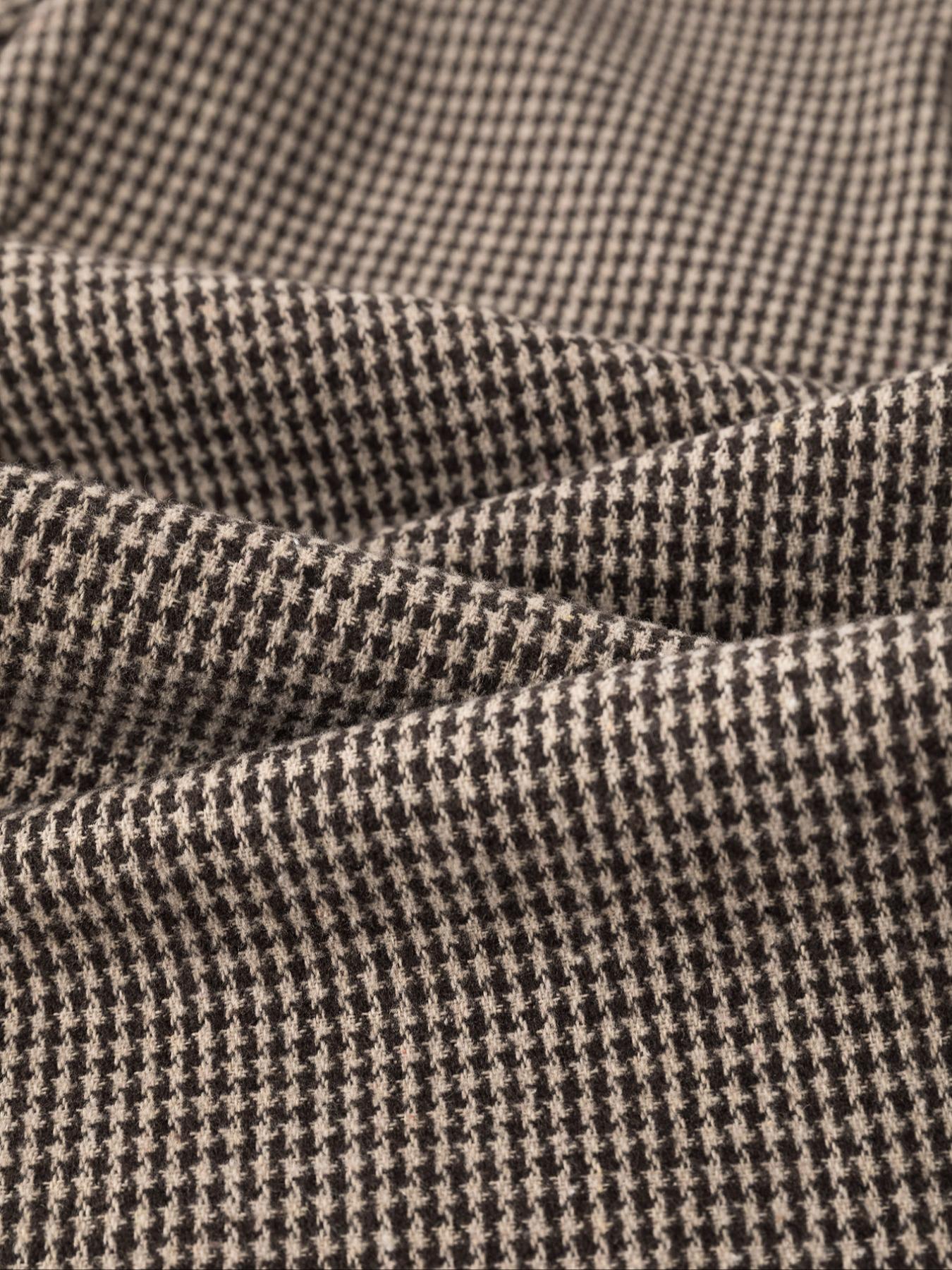 Women's autumn and winter thousand-bird pattern heavy-duty fabric pleated button elastic waist wide-leg trousers elegant split zipper work casual trousers suitable for any occasion autumn and winter essential women's trousers Casual Chic Bottoms