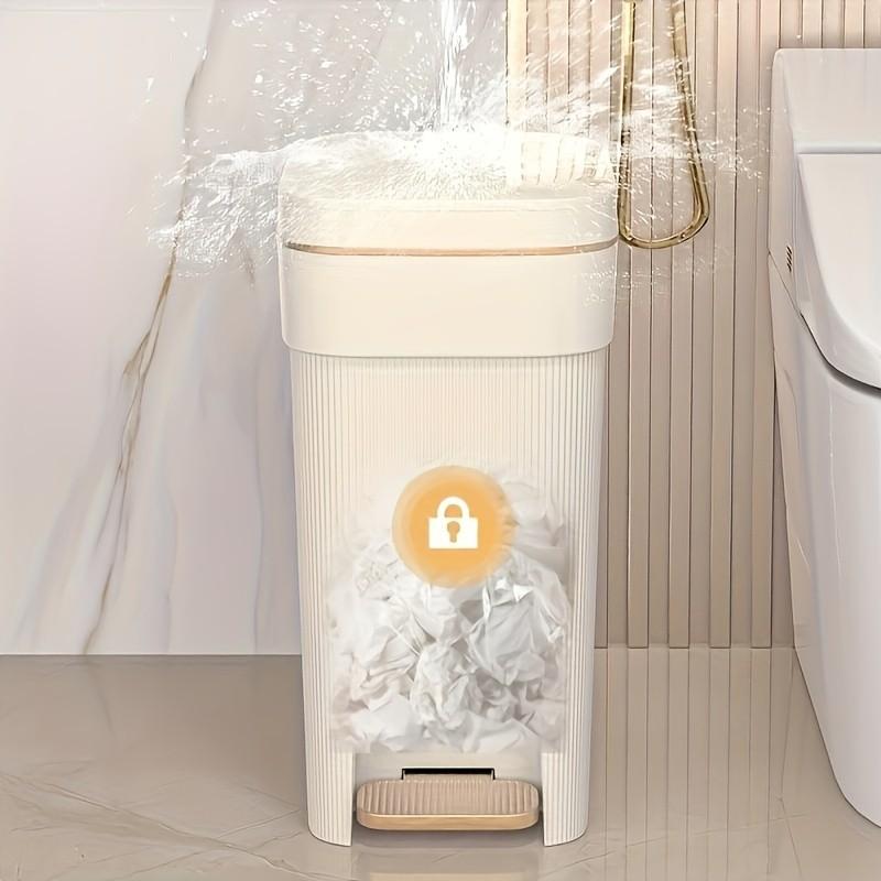 Square Trash Can with Lid, Accents, Two Sizes Available, Fashionable Garbage Bin, Ideal for Kitchen, Bathroom, Bedroom, Home Office