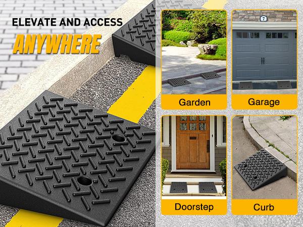 Nilight Rubber Curb 5" Rise Height Heavy Duty Rubber Threshold Ramp, Portable Driveway Ramps for Cars Wheelchairs Scooter Lawn Mower, 7000lbs Load Capacity, 2 Pack Truck Lift Gate Vehicle Elevation  dealsforyoudays
