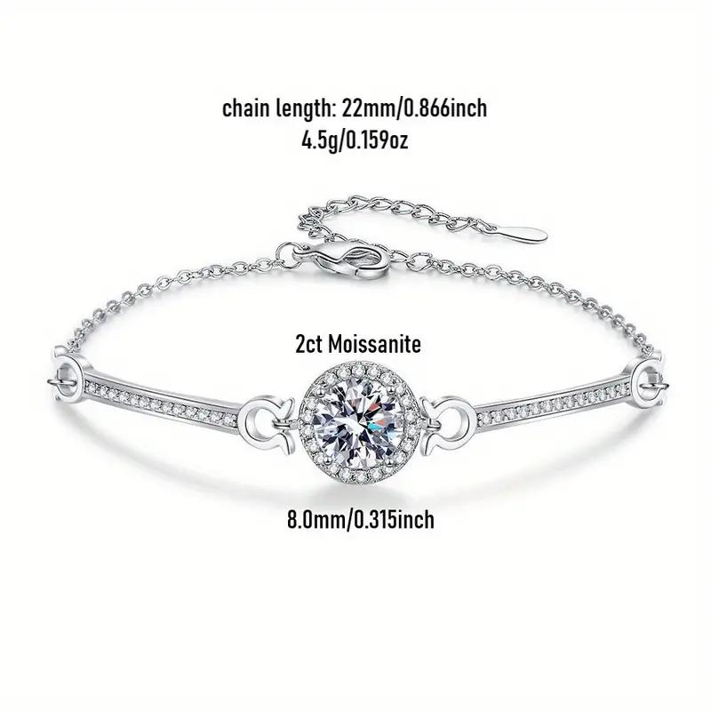 Zircon Bracelet, Moissanite Diamond Mobius Bracelet Accessories for Women's Wedding Engagement 925 Silver Daily Noble Exquisite Accessories Gift