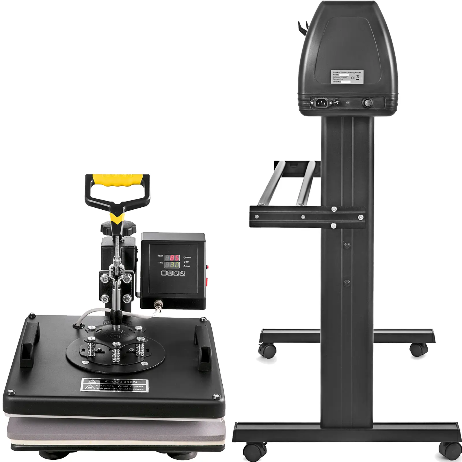 5 in1 Heat Press 15"x15" Vinyl Cutter Plotter 53" USB Port Sticker Print DIY