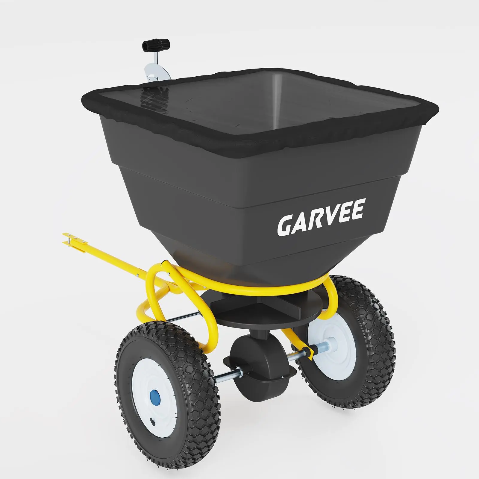 110 lbs Tow-Behind Broadcast Spreader for Tractor ATV UTV, Large Capacity Adjustable Width 0-10ft, Rust-Resistant Poly & Steel Frame, 10 Inch Pneumatic Tires, Lawn & Garden Seeder All-Season