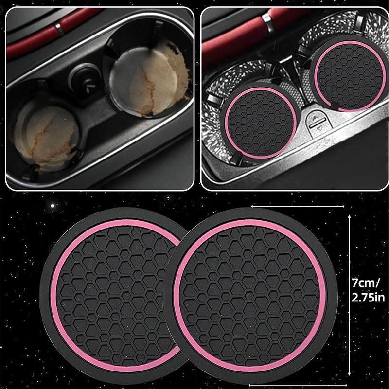 6Counts Car Interior Accessories Set: Sporty PU Leather Steering Wheel Cover (14.5-15 inch Universal), Microfiber PU Leather Car Console Cover, Seatbelt Pads, Cup Holder Pads. Suitable for Men and Women, All Seasons.