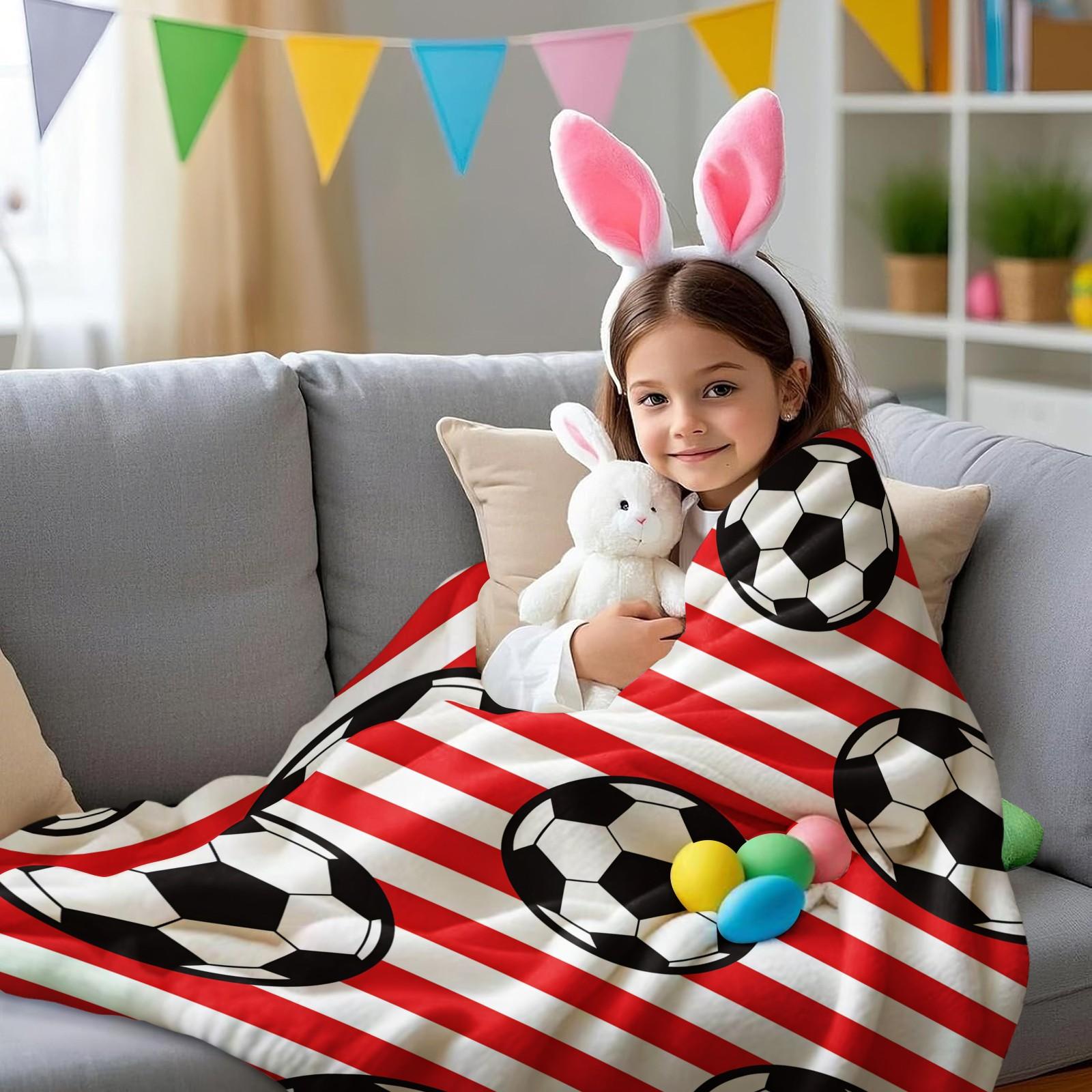 Football Pattern Blanket, Suitable For Daily, Festival, And Birthday Gifts For Children And Adults. Soft, Warm, And Lightweight Plush Blanket, Perfect For Decorating Beds, Sofas, Cars, And Rooms
