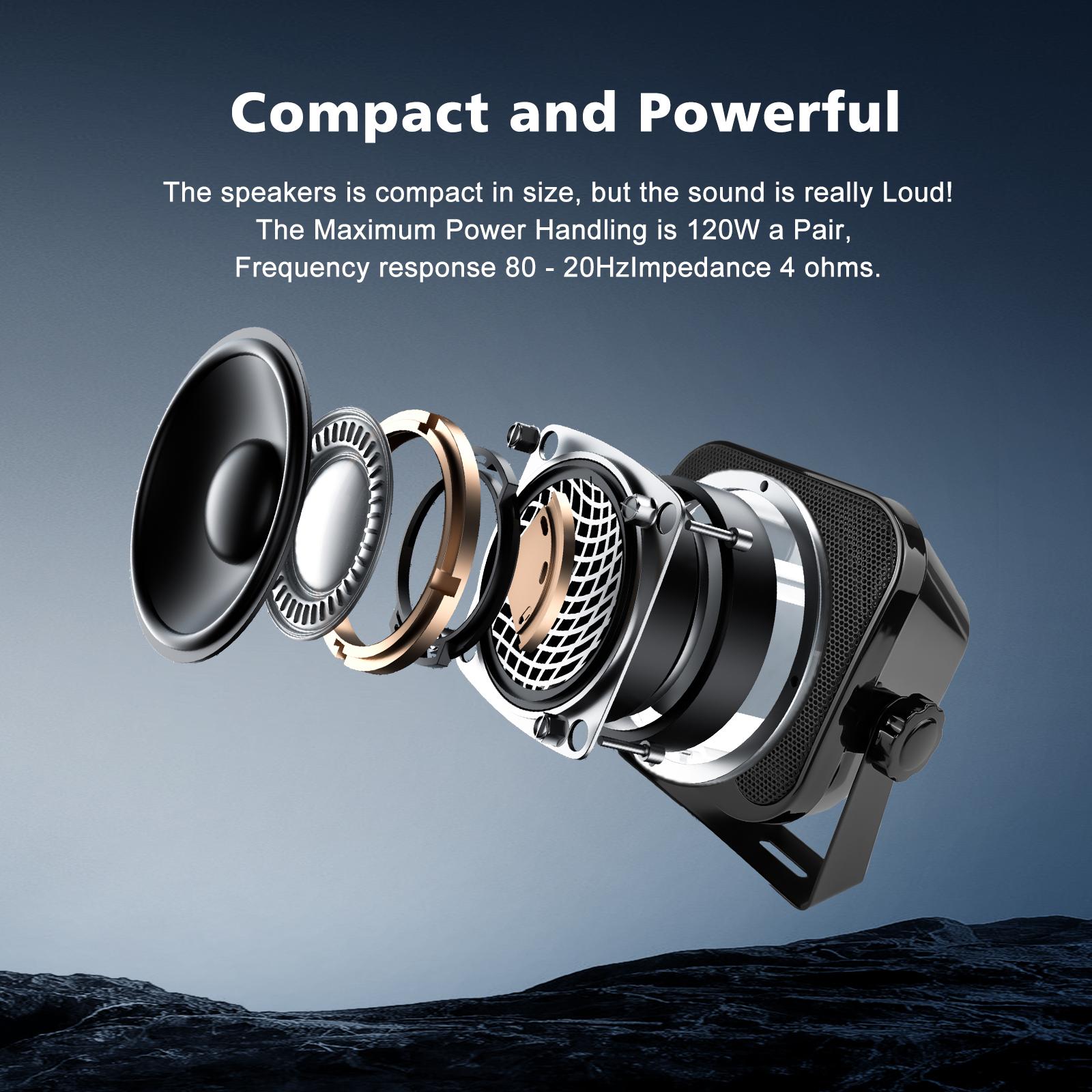 4'' Marine Waterproof Boat Speaker 120W Motorcycle Audio Speaker Heavy Duty Sound System For Outdor ATV UTV RZR