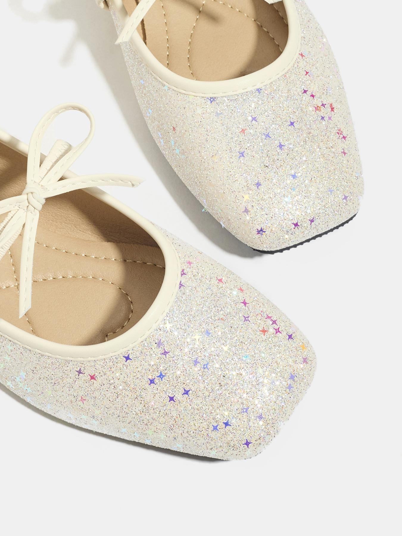 Women's Fashion Flat Shoes Square Toe Star Design Slip-On Soft Textile Rubber Sole Casual Ballet Flats Spring & Fall