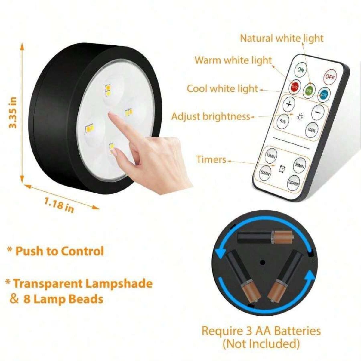 1/3/6-Piece Set Wireless Metal Wall Lamp, Battery-Powered LED Artwork Picture Light, Wall Art Light, Night Light, Dimmable Night Light, Lighting Fixture, Magnetic Wireless Spotlight with Remote Control for Wall Art and Night Lighting, Remote Control