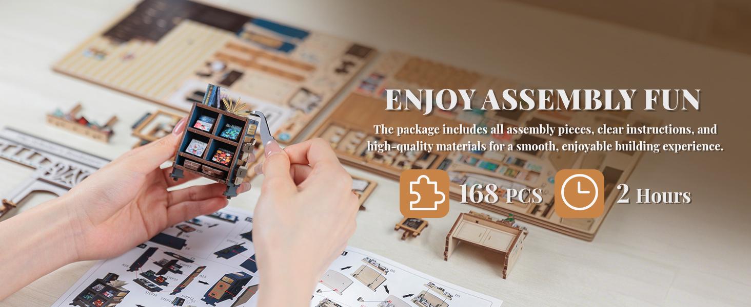 CUTEBEE DIY 3D Book Nook Kit The Scholar's Bookstore – Miniature Wooden House Dollhouse, Handmade Creative Bookshelf Decor | Holiday, Christmas and Black Friday Gift for Adults