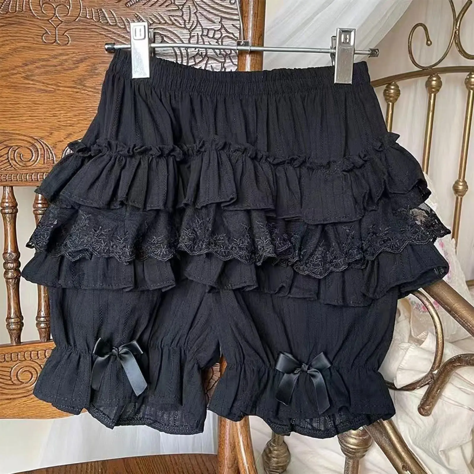 Womens Sweet Bloomers Shorts Victorian Lolita Kawaii Pumpkin Pants Bow Ruffles JK Harajuku Girls Japanese Safety Short Pants ﻿