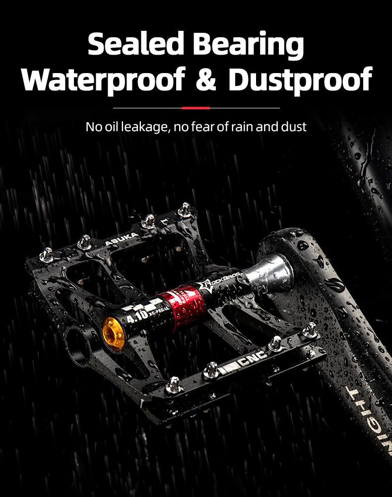 ROCKBROS 4 Bearings Mountain Bike Pedals MTB Padals Platform Flat Bike Pedals Aluminum Alloy 9/16"