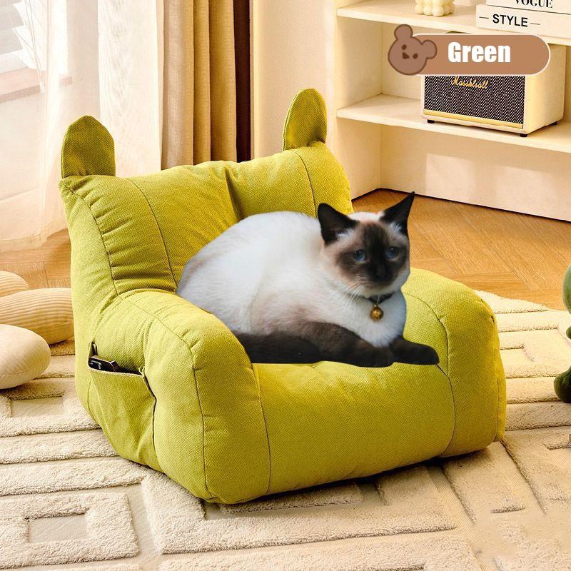Pet Sofa Bed with Side Pockets, Adorable Cartoon Design, Detachable & Washable Furniture for Pets, Reusable Dog Cat Lounger, Shaped Beds