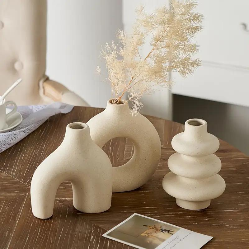 Ceramic Vase, 3 Counts/set Boho Style Irregular Shaped Vase, Modern Flower Arrangement Vase, Decorative Flower Vase, Home Decor Supplies for Living Room Bedroom Dining Room