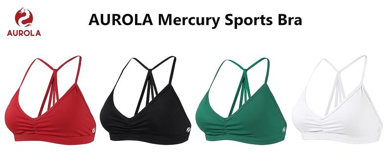 AUROLA Mercury Collection Workout Sports Bras Women Print logo Athletic Removable Padded Backless Strappy Minimal Top
