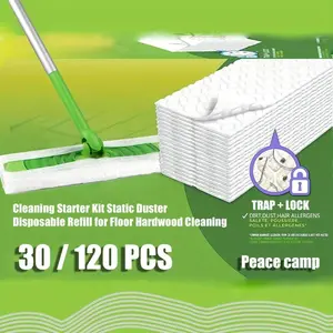 Polyester Disposable Mopping Cloths - 30/60/120pcs Dry Sweeping Pads Compatible with Swiffer Sweeper, Non-Woven Electrostatic Dust Removal for Bedroom, Bathroom, Toilet, Kitchen Cleaning