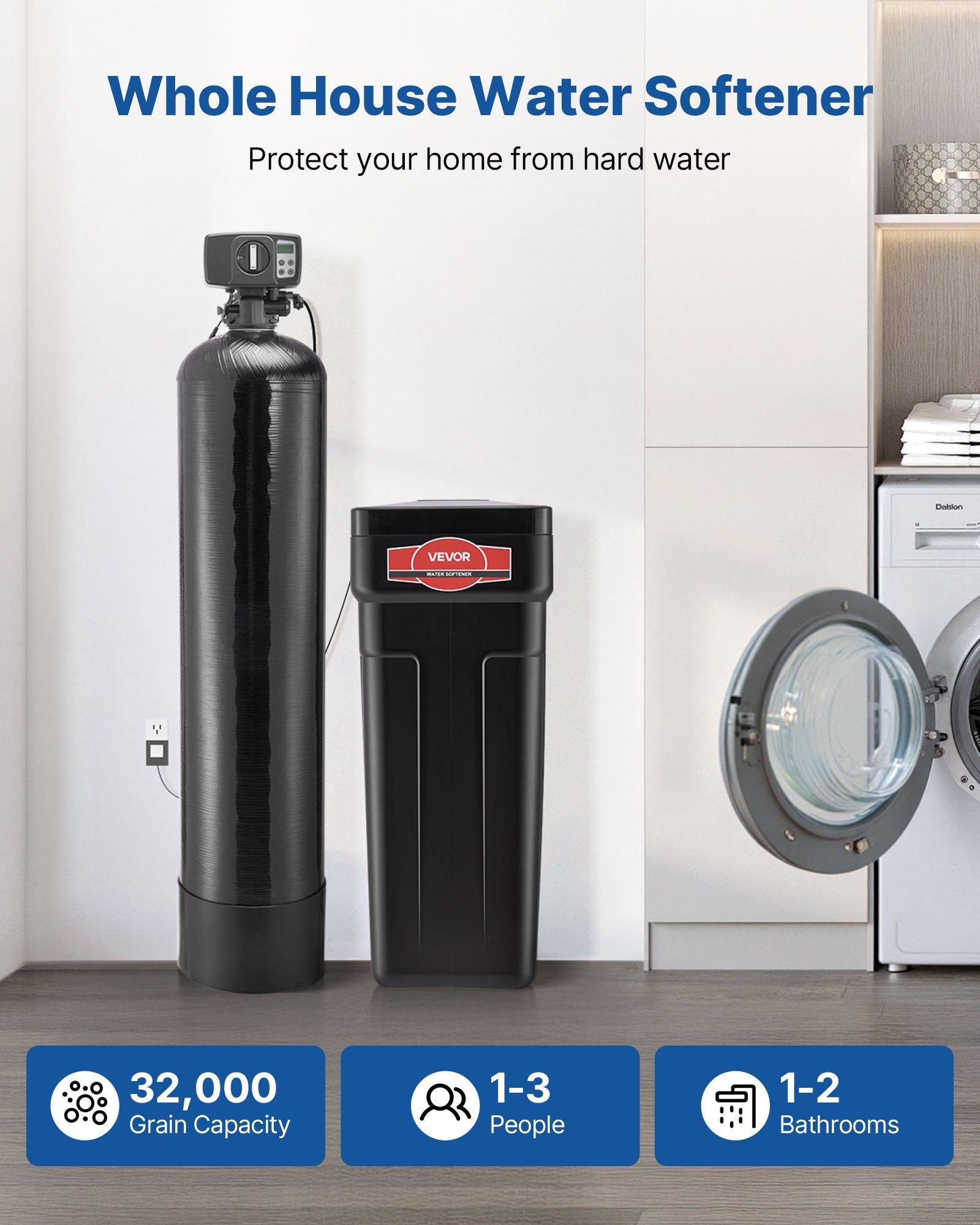 VEVOR Water Softener, 48, 000 Grains Whole House Water Softener System, with Automatic Digital Control Head, Bypass Valve, Reduce Hardness and Minerals, Improve Water Quality, for 3-4 Bathrooms