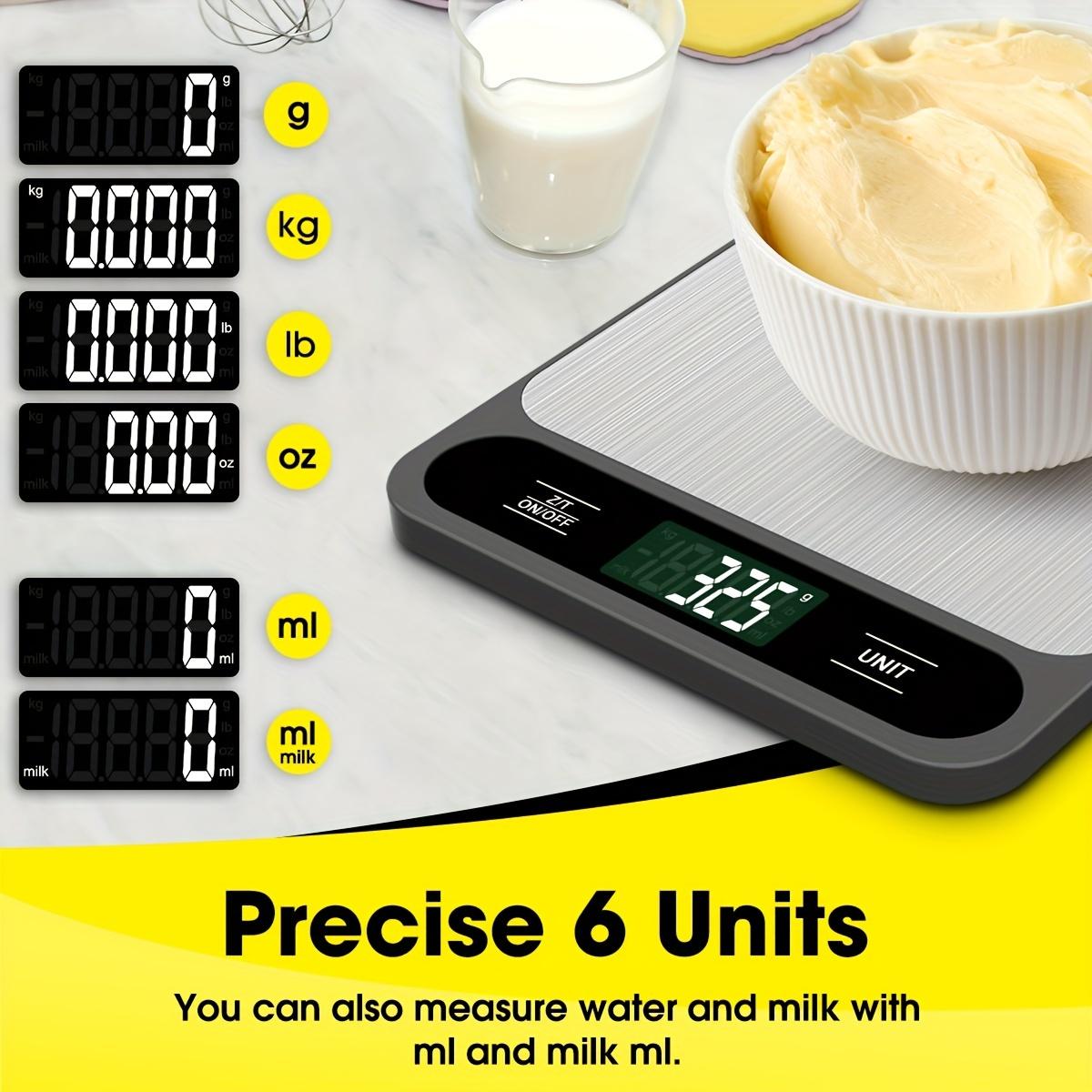 1pc, Food Scale Black, 22lb/10kg Digital Kitchen Scale Grams And Oz For Baking Cooking And Weight Loss, 1g/0.04oz Precise Graduation, Easy Clean Stainless Steel, Kitchen Gadgets, Kitchen Supplies, Kitchen Tools, Kitchen Stuff, Kitchen Accessories