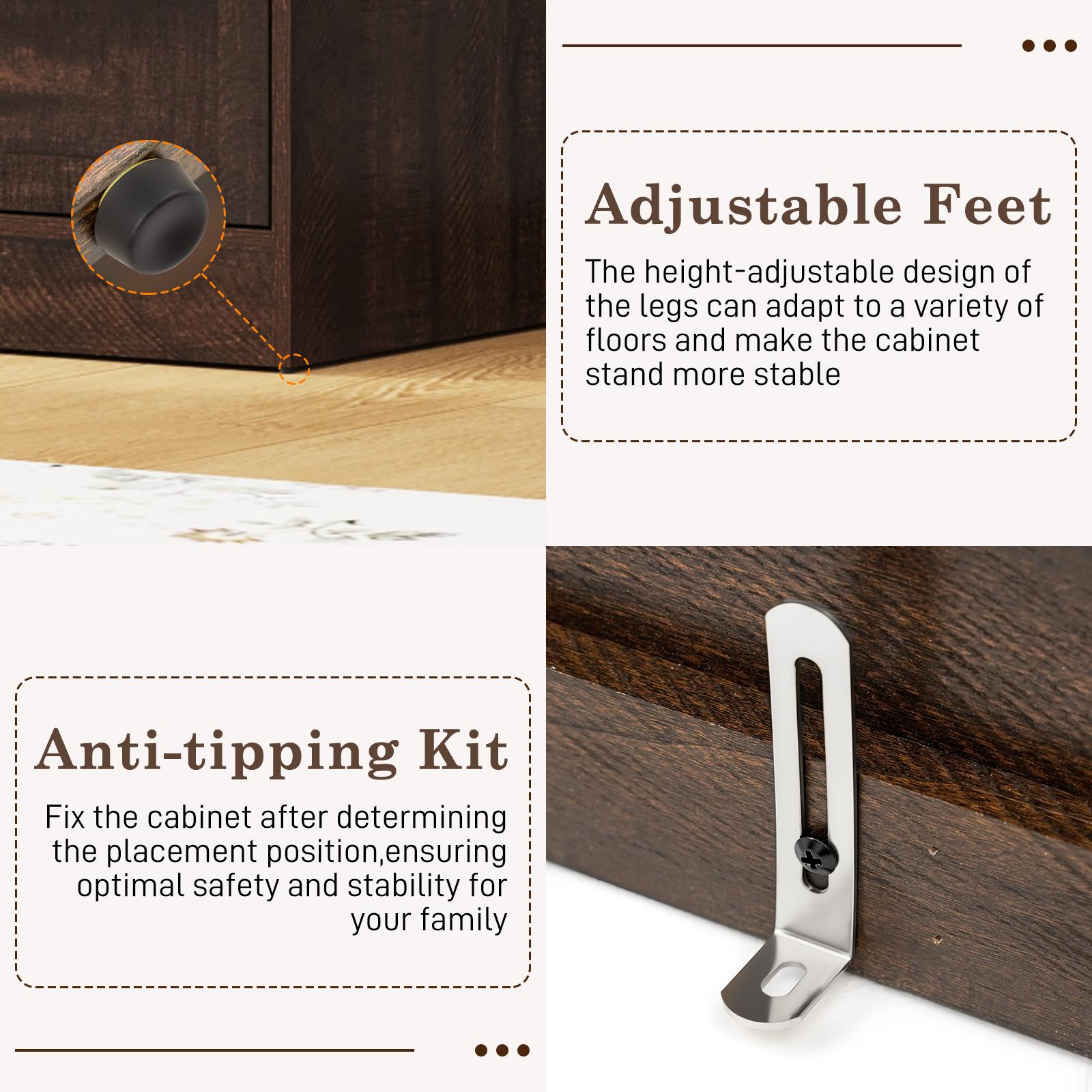 Farmhouse 6 Doors/4 Doors/3 Doors Armoire Wardrobe Closet w/Folding Sliding Barn Door and Lights, LED Armoire Closet w/Drawers for Bedroom, Freestanding Wooden Wardrobe Storage Closets w/Hanging Rod (Antique White/Rustic Brown/Black)