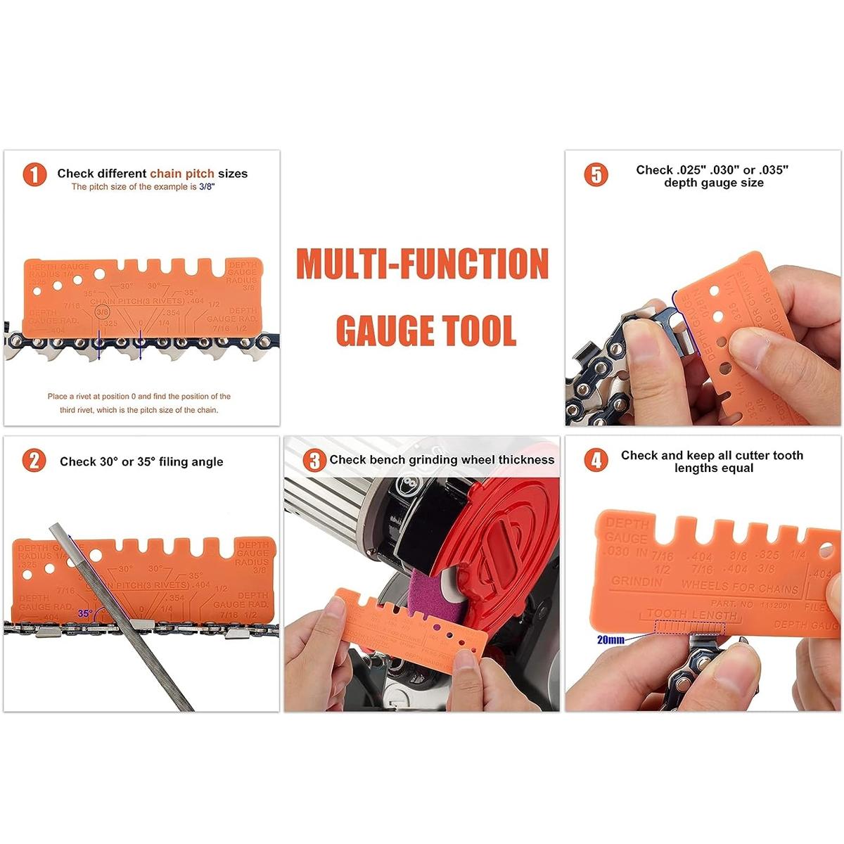 Universal Chainsaw Field 10pc Sharpening Kit - Includes 5/32", 3/16", and 7/32" Round Files, 6" Flat File, Handle, Filing Guide, and Travel Pouch