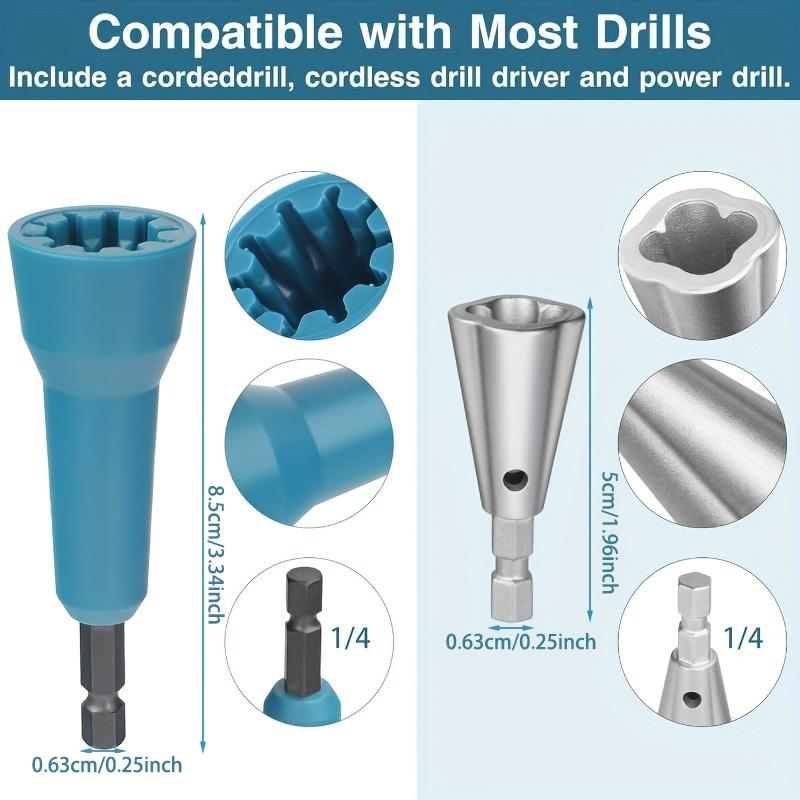 2-Pack Wire Cap Tightener, Wire Crimping Tool, Drill-Compatible, Rotating Connector Socket, 1/4 Inch Jaw, Stripping & Crimping Dual-Use Tool