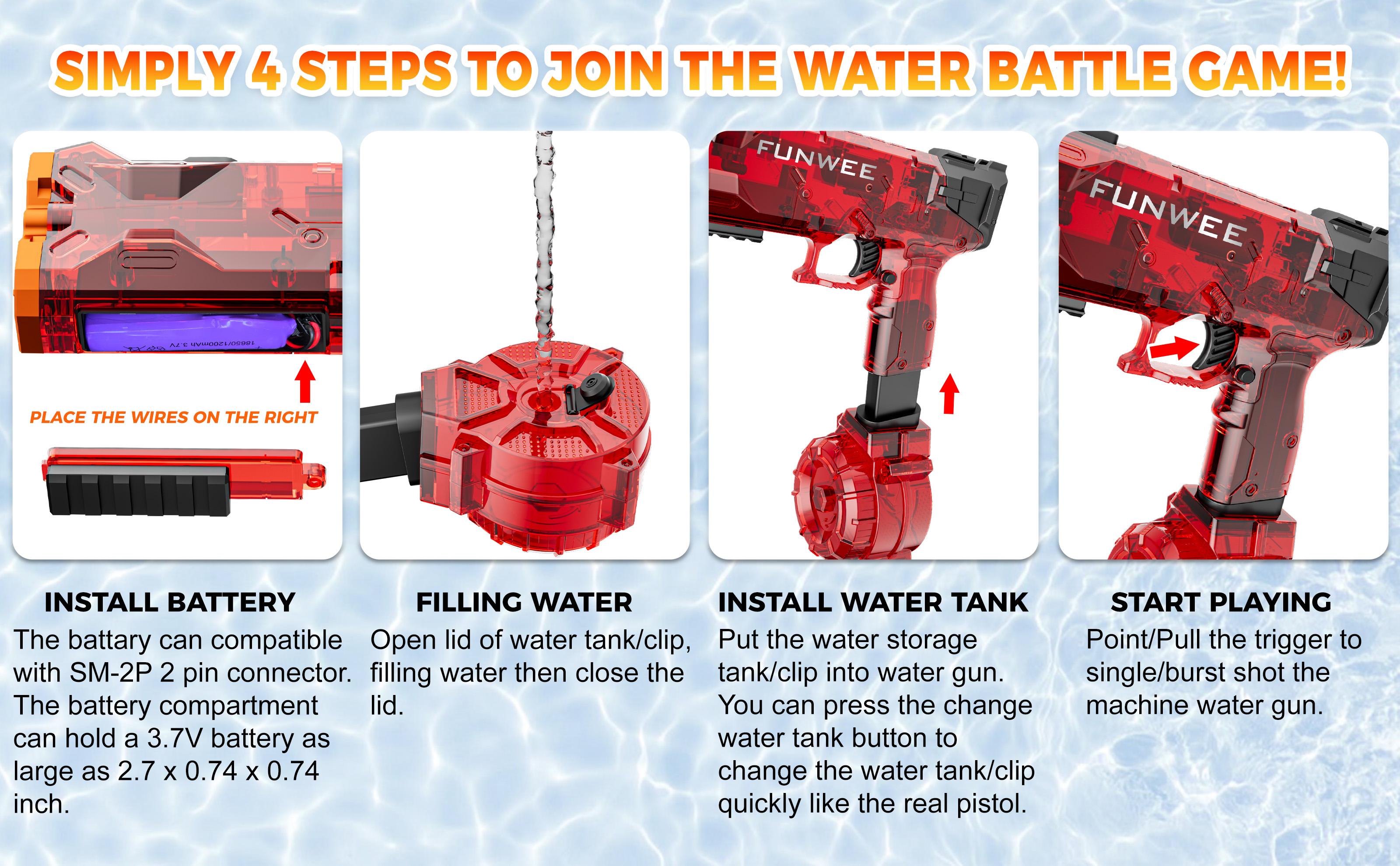 Electric Water Gun for Adult & Kid, Most Strongest Water Pistol Long Range 28-32 FT, Powerful High Powered Automatic Classic Squirt Gun Fully Auto Water Blaster, Swimming Pool Outdoor Toy Game Watergun Waterblaster Christmas Gift