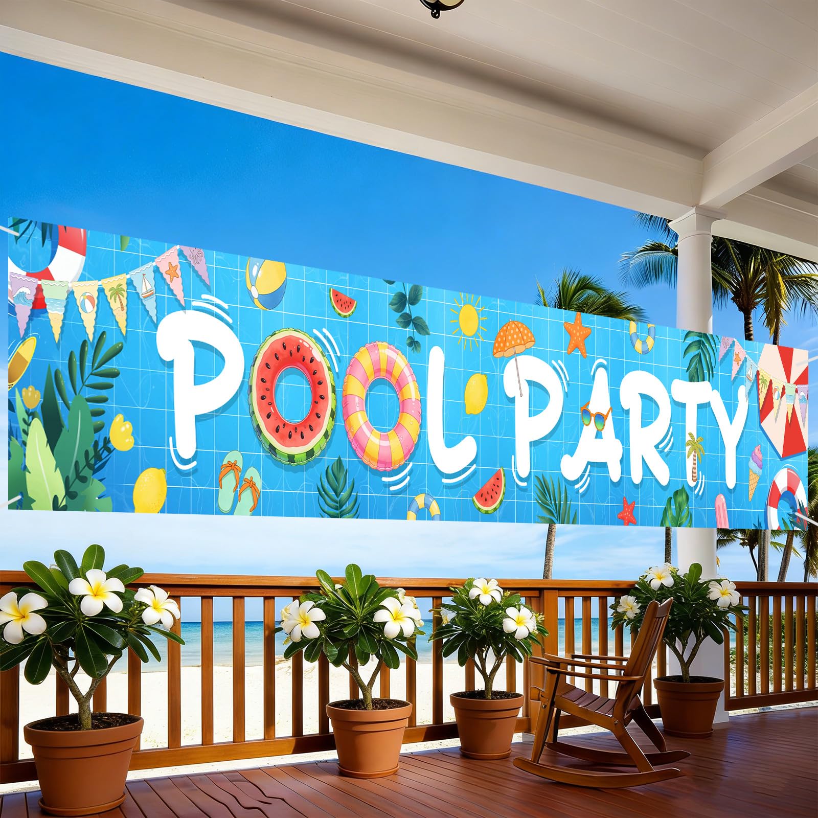 Pool Party Banner Decorations, Summer Pool Party Decorations, Outdoor Banners, Indoor and Outdoor Party and Birthday Pool Decorations