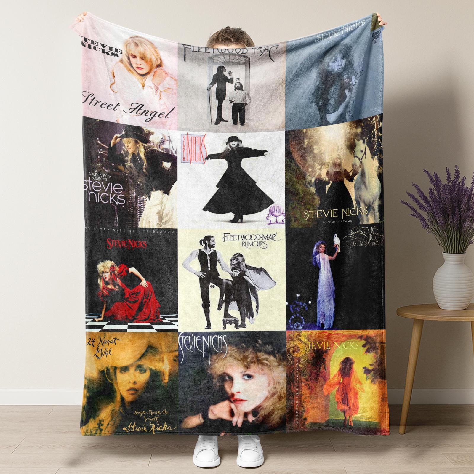 Countdown Sale! Stevie Nicks & Fleetwood Mac Album Collage Throw Blanket, Soft Warm Flannel Blanket for Bedroom & Couch, Witchy Boho Rock Goddess Inspired Design Gypsy Rock Goddess, Ideal Gift for Music Fans & Fans, Birthday, Holiday