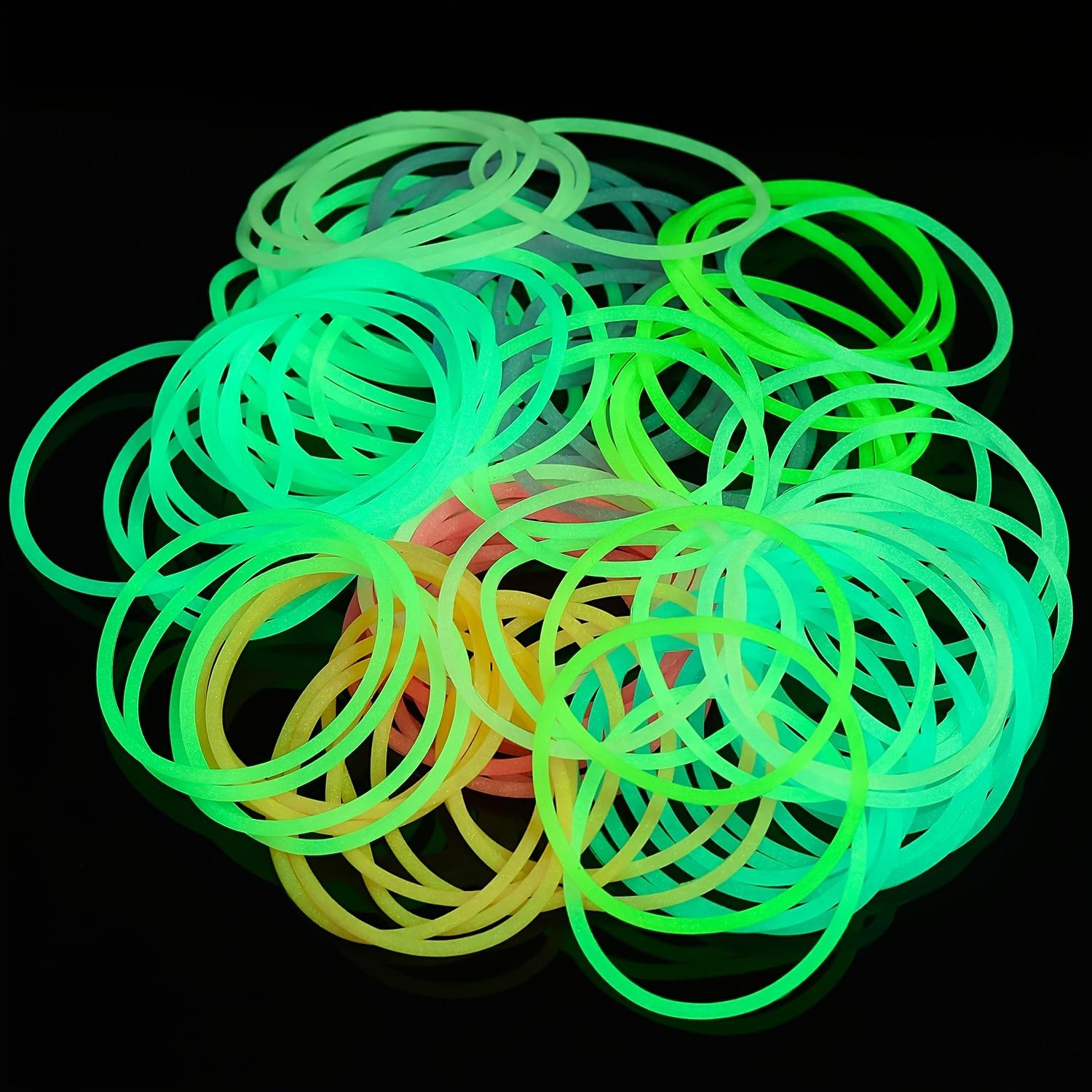Gift for Her/Him 30 Pack Colorful Jelly Bracelets Rainbow Glow-in-the-Dark Elastic Gummy Bracelets Hair Ties Adult Glowing Party Favors (Random Color)