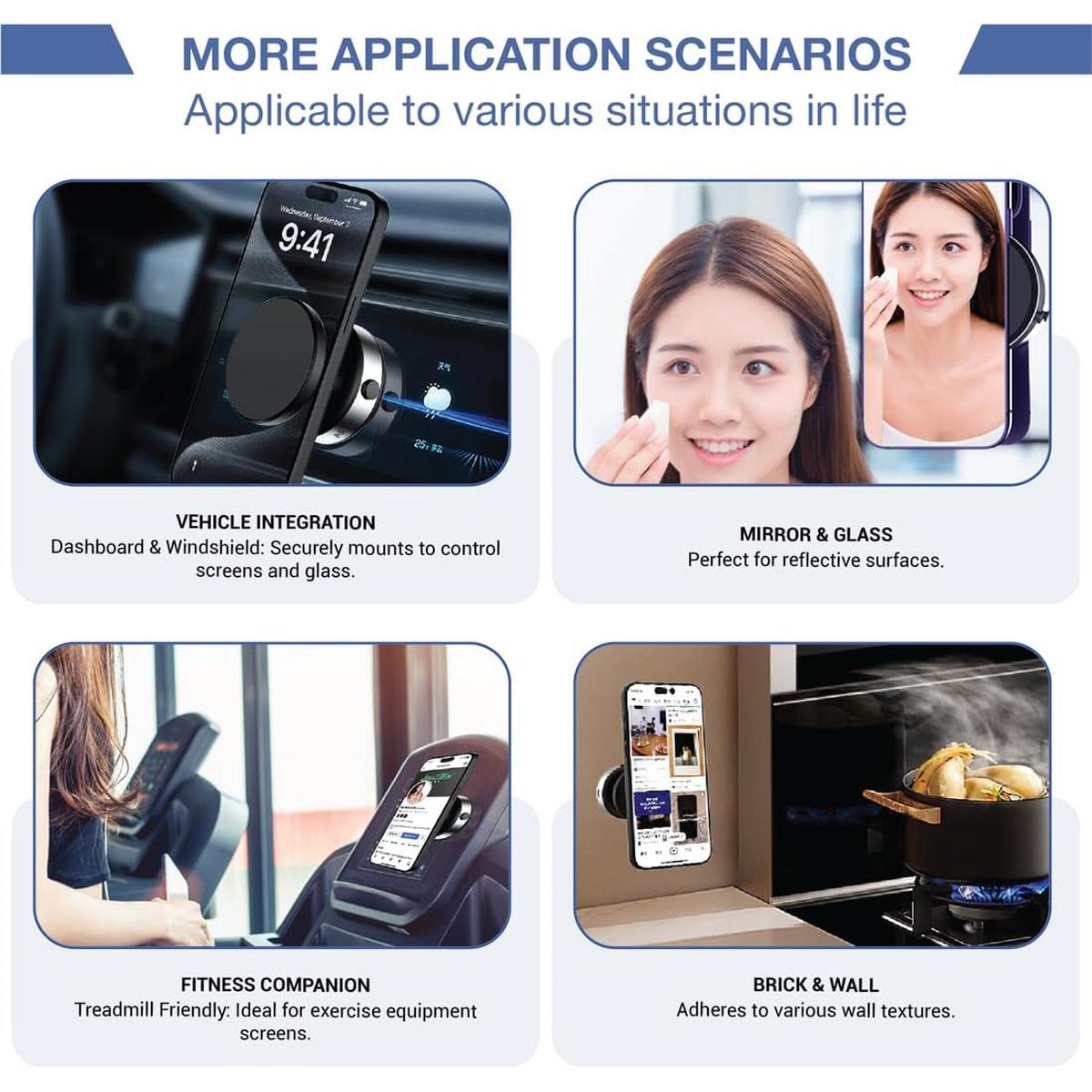 360° Rotatable Car Magnetic Phone Holder, Car Navigation Holder Vacuum Adsorption &Magnetic Adsorption Double-sided,For Windshield and Dashboard,Kitchen,Bedroom,Office,Multifunctional Phone Accessories for iPhone & Android Smartphone,Christmas Gift