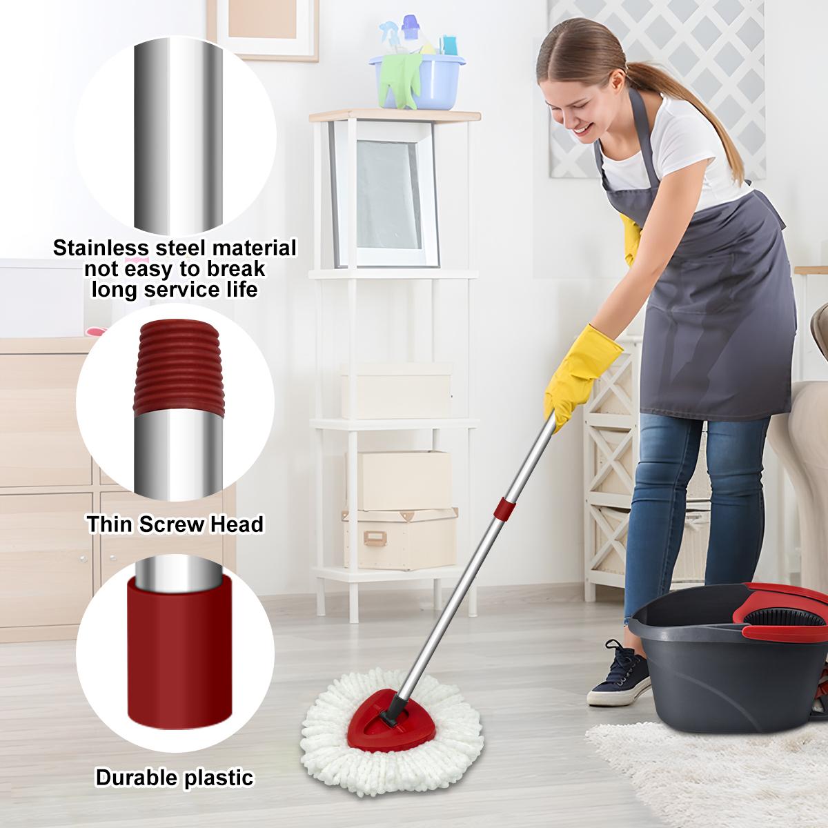 1 set Upgrade Triangle Rotating Mop Set, Includes Mop Handle, Base, Replacement Brush Head and 2Microfiber Refills, Compatible with Vileda/o-Cedar System, Effective and Easy Cleaning Set, Kitchen Bathroom Cleaning Supplies, Christmas, Triangle Mop Heads
