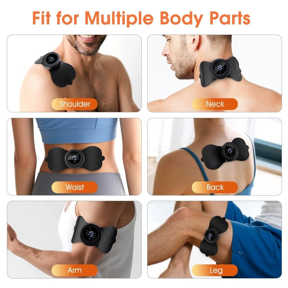 Portable Massage Patch with Remote Control Digital Display, 6 Modes 19 Levels, Multifunctional Shoulder Neck Back Full Body Massager, Muscle Stimulator