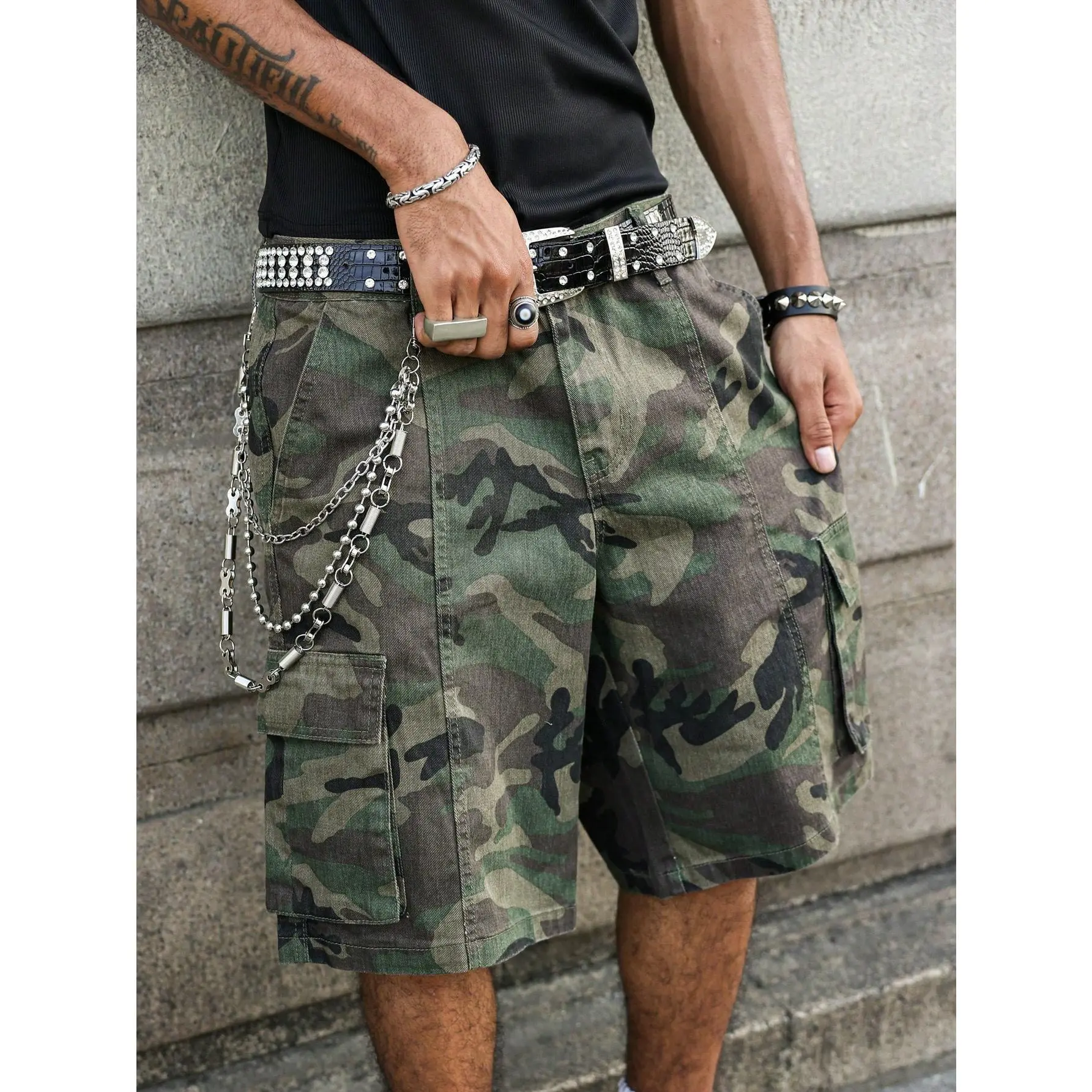 Men's 100% Cotton Camo Cargo Shorts, Loose Fit Camouflage Utility Shorts with Multi-Pockets, Casual Streetwear Work Shorts for Men  Streetwear Y2K SummerVibes