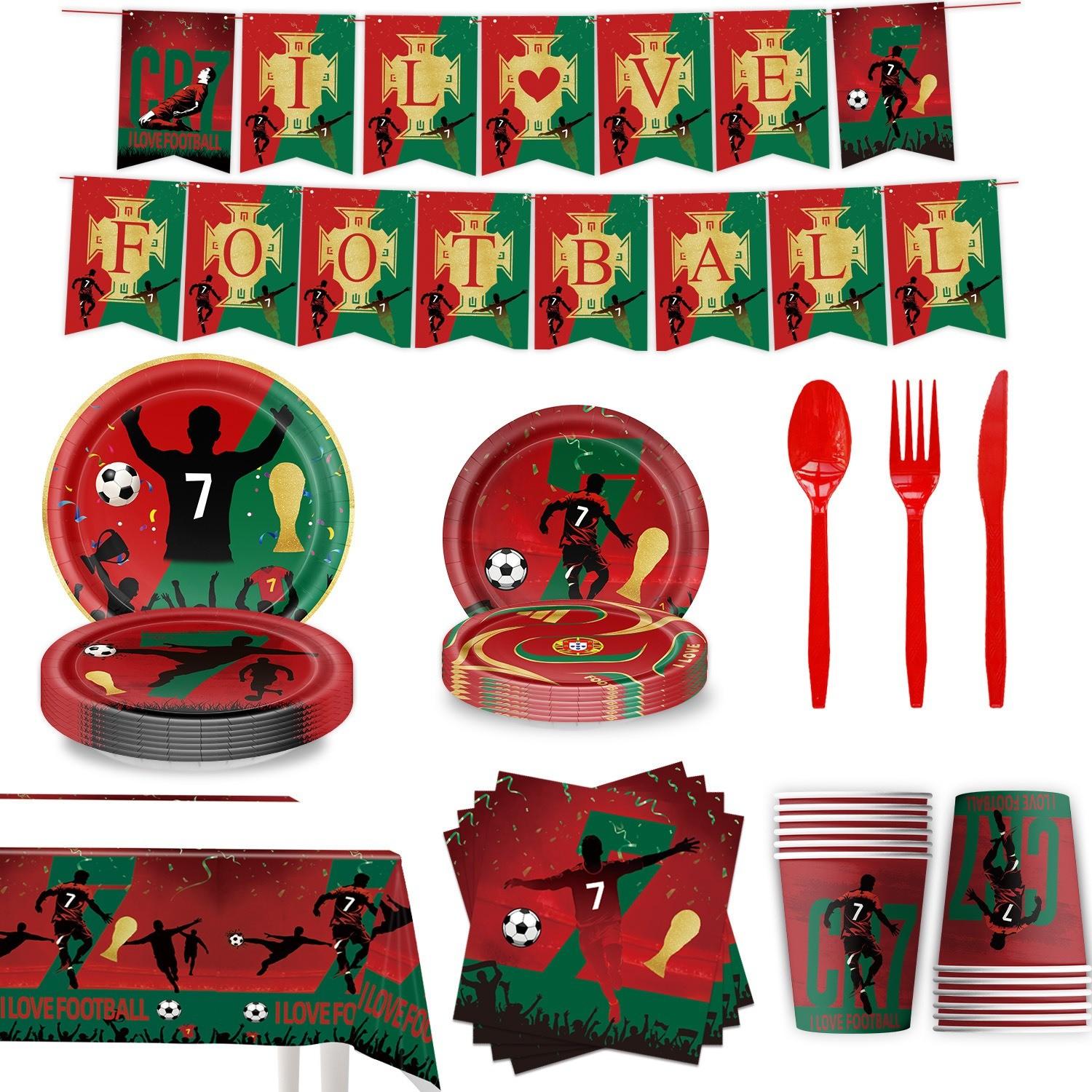 2026 Us Canada Mexico World Cup Ronaldo Theme Football Party Decorations, Disposable Paper Plates and Cups, Perfect for Sports Events