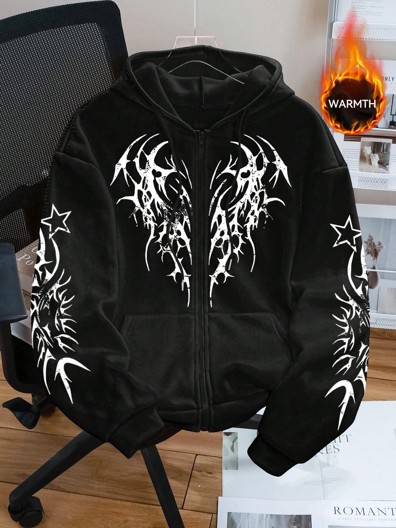 y2k ゴシップ誌 Cyber Sigilism Zip Up Hoodie - Menswear Long Sleeve Y2K