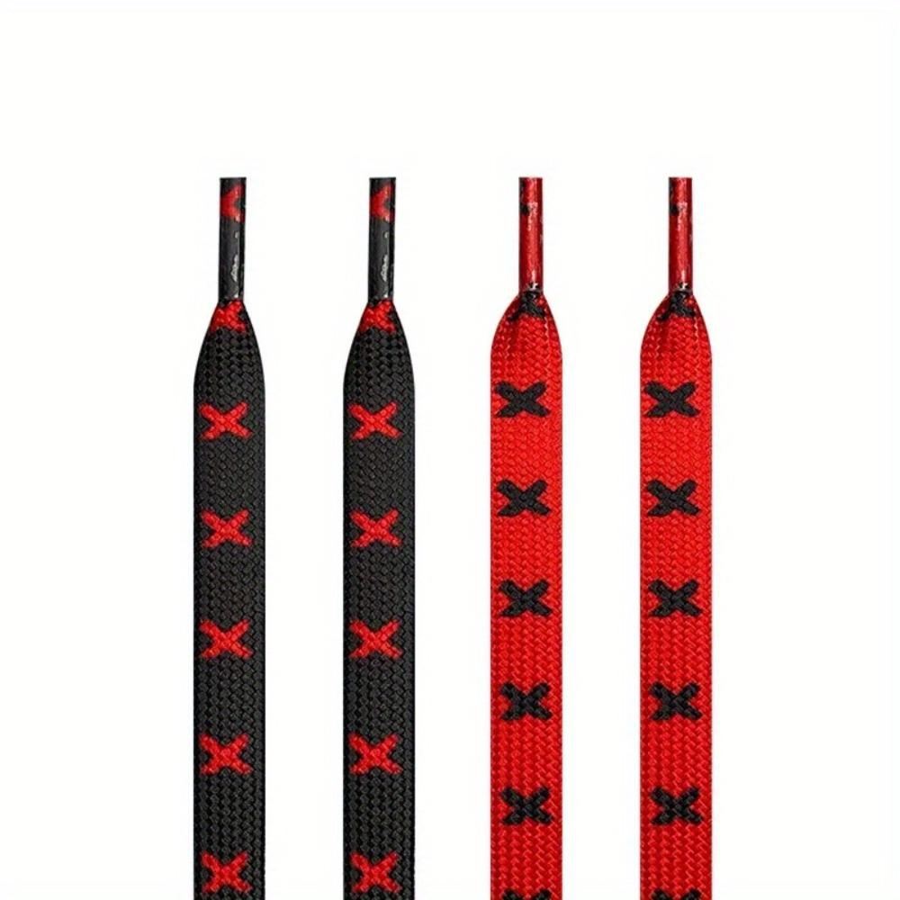 1pair shoelaces, personalized flat shoelaces, red and black shoelaces, mid top sneakers shoelaces, men's and women's shoe accessories, fashionable and cool, personalized shoelaces