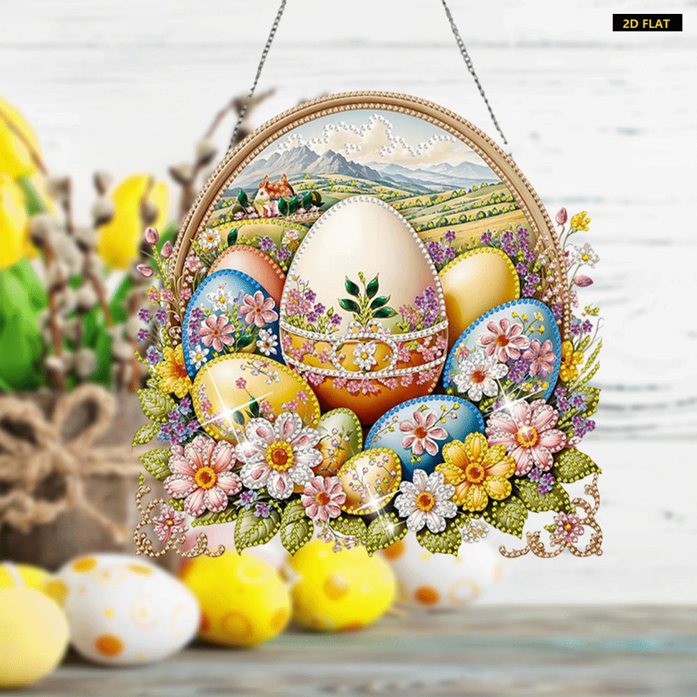 2D FlatEaster Egg Theme 2D Flat DIY Hanging Diamond Art Kits Diamond Painting Set Diamond Art Pendant Single-Sided Drill Window Hanging ArDiamond Painting Kit is Suitable for Decorations. Create Unique DIY Handicrafts, Making Gifts Distinctive and Unique!