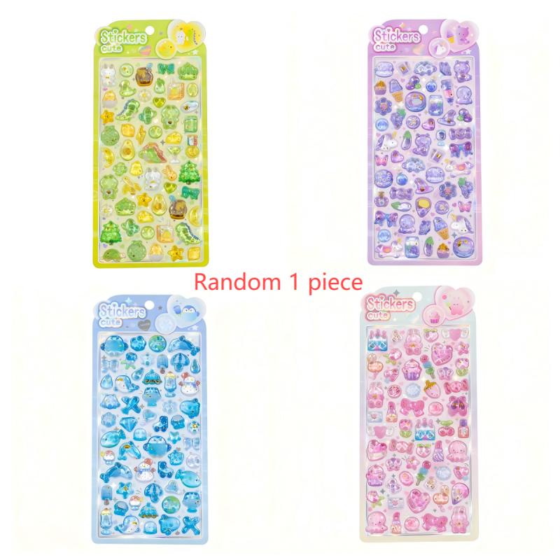 1PC Fresh Purple and Pink 3D Cute Animal Sticker Series, featuring a fresh and sweet style, suitable for laptops, water bottles, notebooks, cars, luggage, gift wrapping, party decorations, vinyl stickers, school supplies, and back-to-school supplies.