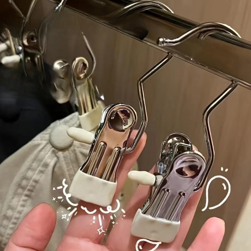 Stainless Steel Clothes Hanger Clip, Multi-Functional Hook for Hats, Shorts, Fabric, Home Use, Socks Drying Hook, No Trace Design