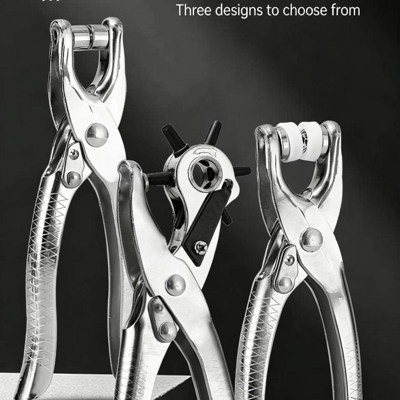 Effortless Belt Hole Puncher Set 3-Piece, Home Use Hole Punch Tool, Time-Saving Multi-Function Eyelet Punch Clamp