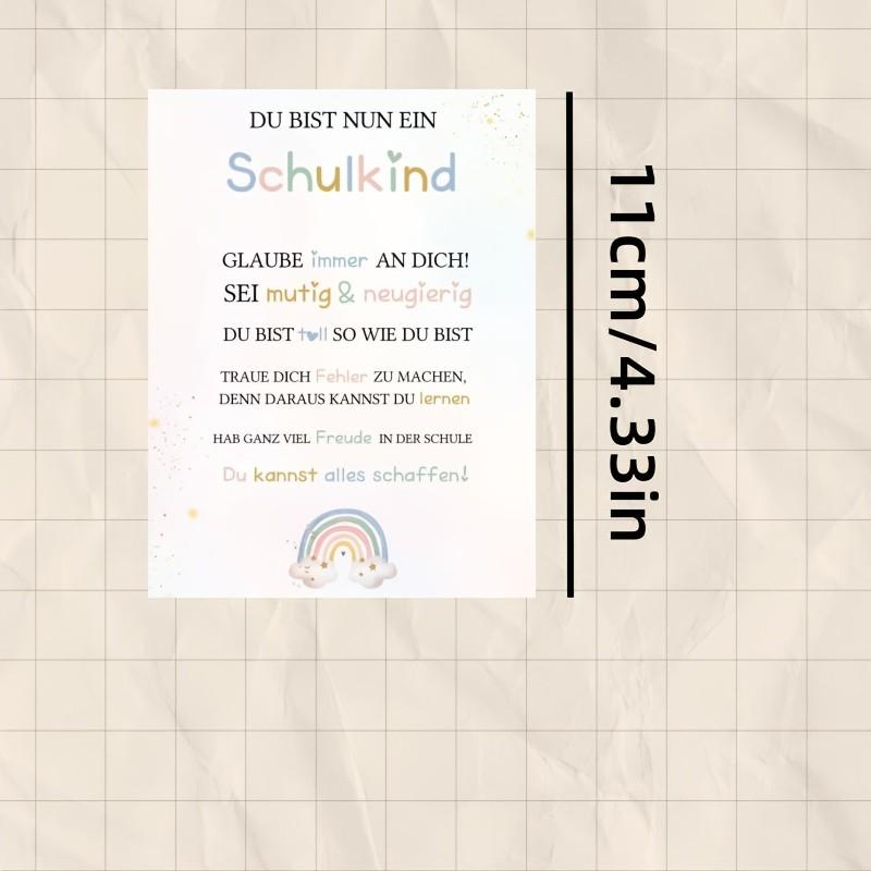 5 German School Start Cards, Encouraging Gift for Kids, Rainbow Design Motivational Quotes, Perfect First Day of School Souvenir