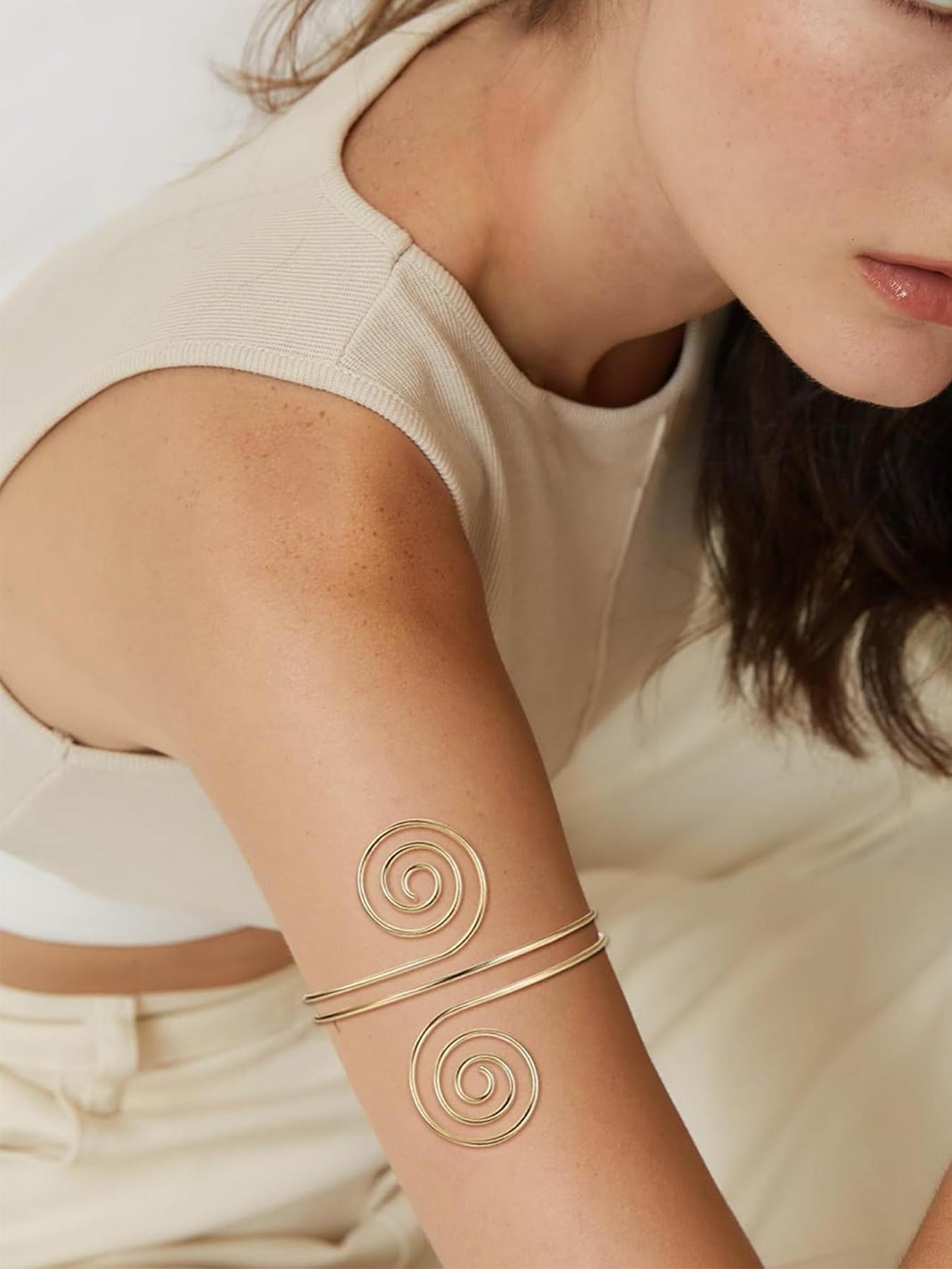 Women's Upper Arm Cuffs, Adjustable & Minimalist Design, Coiled Arm Band Set, Perfect for Everyday Wear, Stylish Accessory, Elegant Minimalist Bangle
