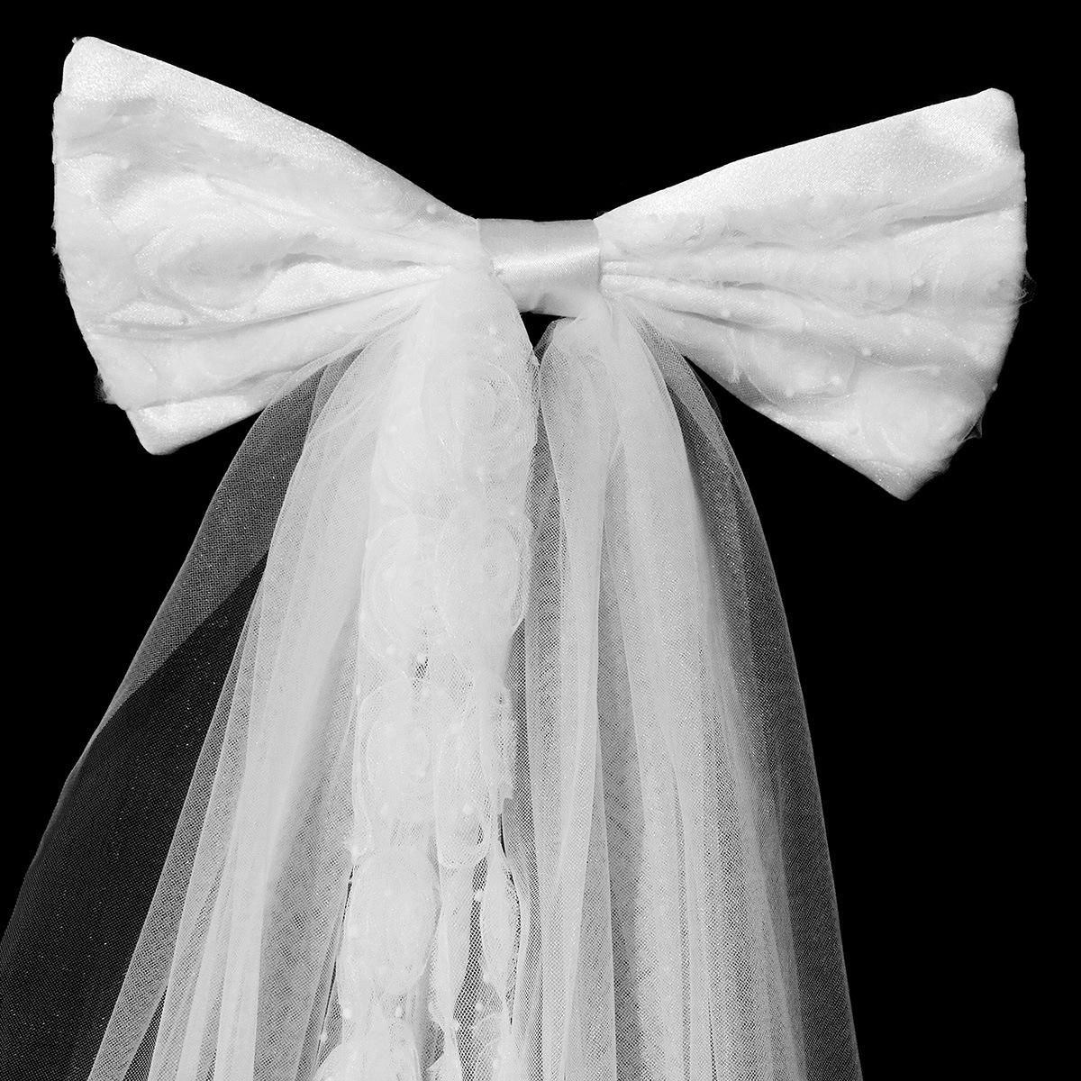 Elegant Bridal Veil - Bridal White Bow Lace Veil with Hairpin Headpiece for Wedding Ceremony, Award Commemorative Events