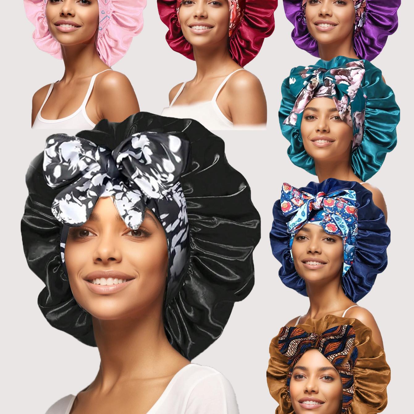 Satin Bonnet for Sleeping, 1 Count Double Layer Satin Lined Hair Bonnet with Elastic Tie Band, Heatless Styling Tools for Women