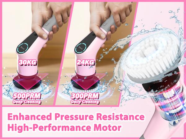 <Dovety> Cleaning Brush Electric Spin Scrubber, Cordless Shower Scrubber, , with 4 Replaceable Brush Heads 3 Adjustable Extension Handle, 2 Adjustable Speeds for Bathroom, Tub, Tile, Floor, Toilet, Household Kitchen Cleaner Supplies Rechargeable <Dovety> Cleaning Brush Electric Spin Scrubber, Cordless Shower Scrubber, , with 4 Replaceable Brush Heads 3 Adjustable Extension Handle, 2 Adjustable Speeds for Bathroom, Tub, Tile, Floor, Toilet, Household Kitchen Cleaner Supplies Rechargeable