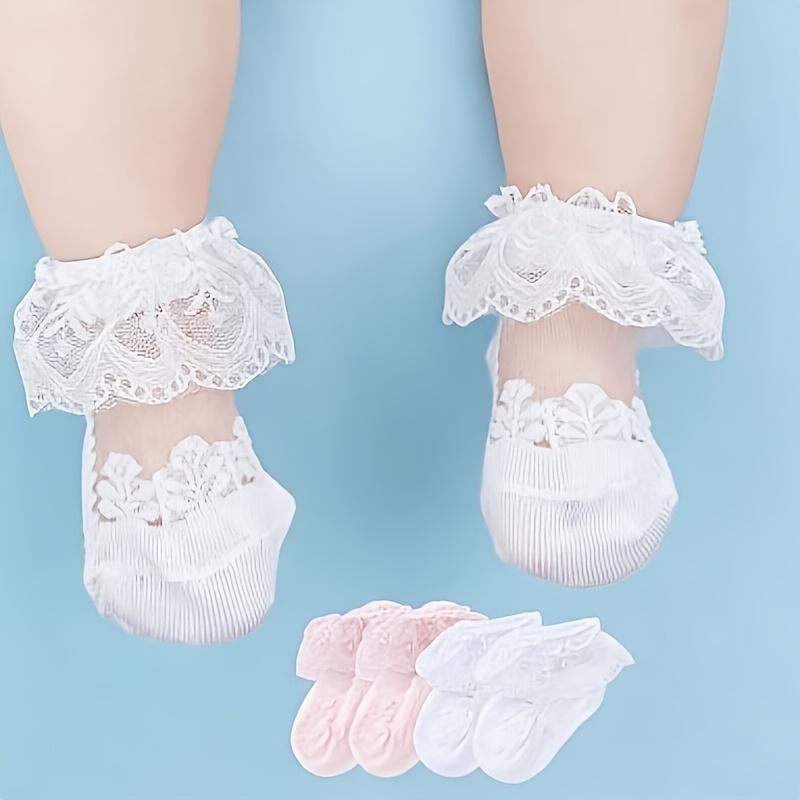 1-Pair Crystal-Embellished Baby Stockings - Lace Trim Thin Breathable Socks Suitable for Spring/Summer, Hand Washable Wear, for Dance, Everyday & Special Occasions