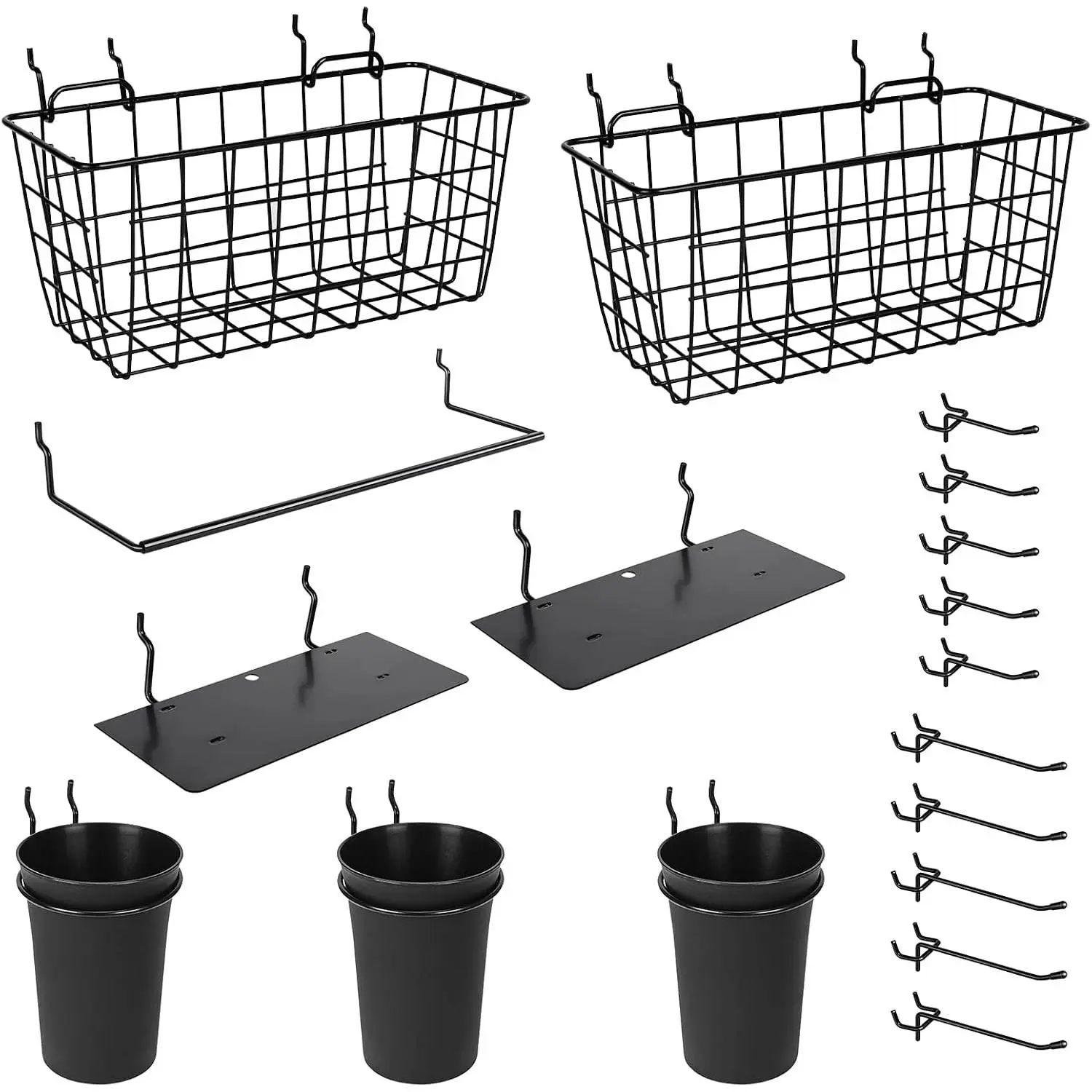 Pegboard Organizer Accessories 18 Pack, Peg Board Hooks Assortment Organizer Accessory, Various Tools Storage Arrange System Kit for Garage Craft Workshop Workbench Hobby Office