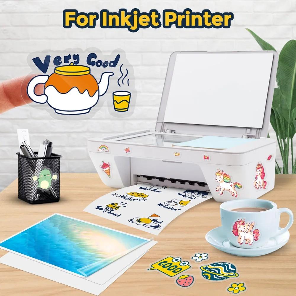 10/20 sheets Transparent Sticker Paper, Clear A4 Non Waterproof Label Sheet, Printable Vinyl Sticker Paper For Inkjet Printer
