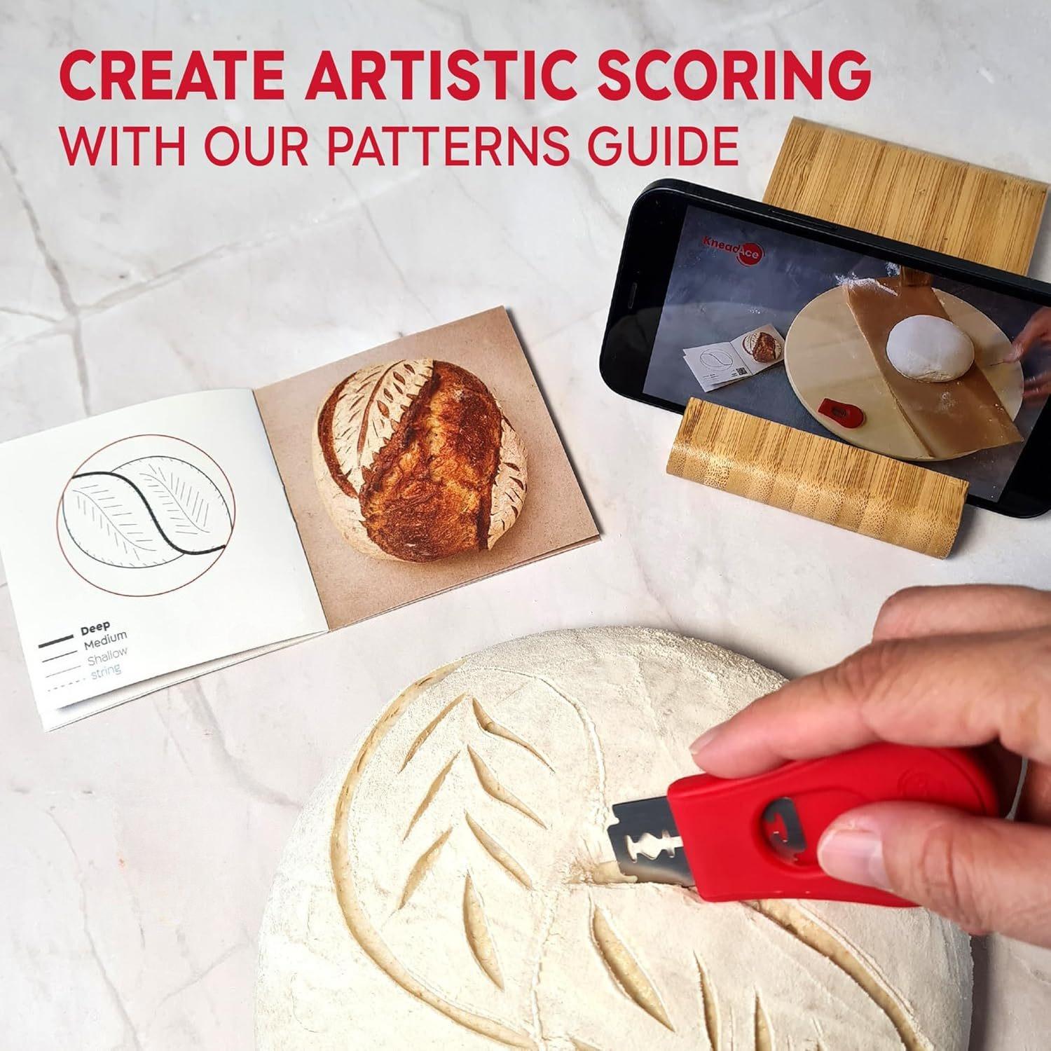 KneadAce Sourdough Starter Kit – 34oz Starter Jar with 2 Oval Banneton Proofing Baskets, Magnetic Bread Lame & Complete Bread Baking Tools – Perfect Gift for Home Bakers