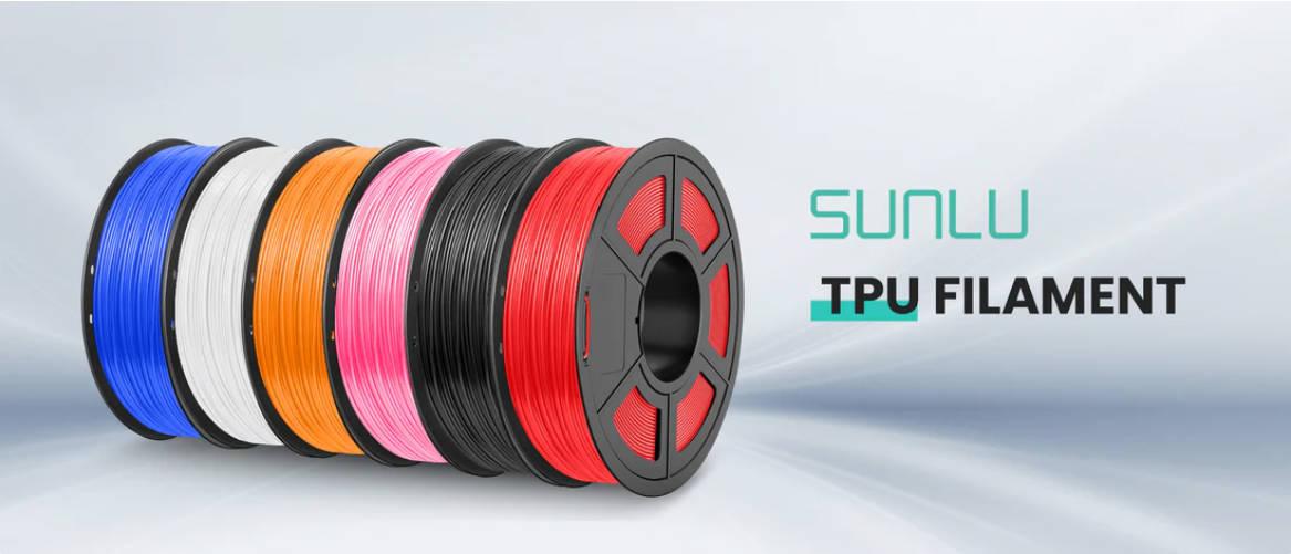 SUNLU TPU 3D Printer Filament 1.75mm, 90A/95A TPU Filament, 1KG Flexible 3D Filament for Fast Printing, Dimensional Accuracy +/- 0.03mm, Suitable for Most FDM 3D Printers.